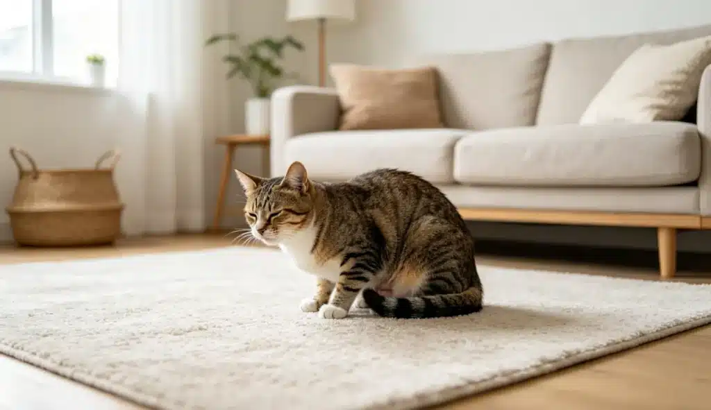 cat vomiting posture in domestic cat