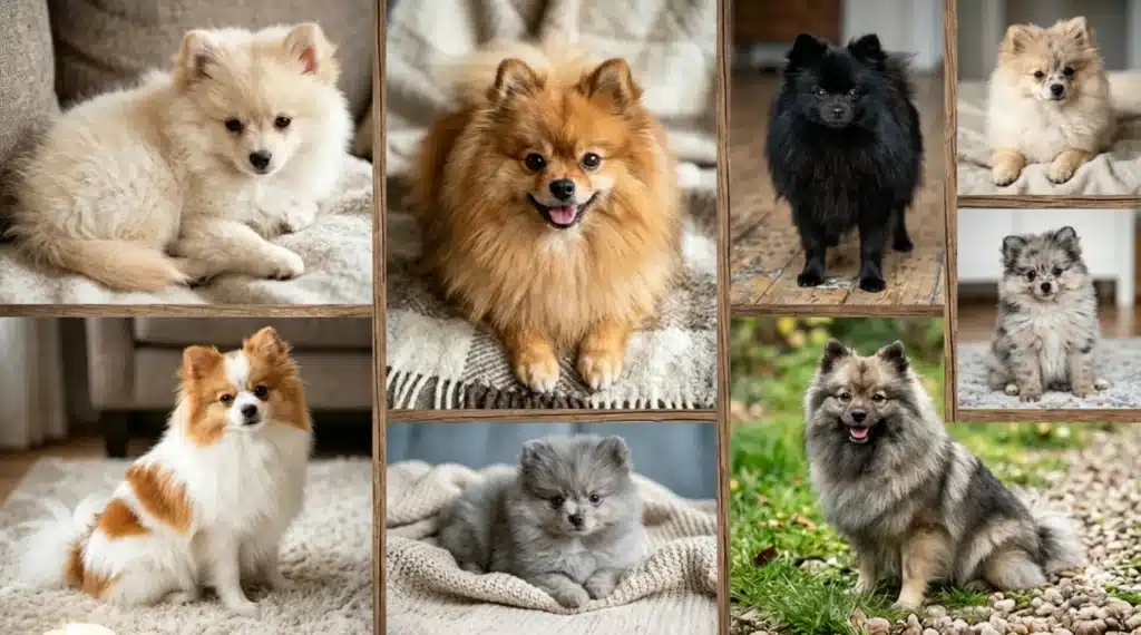 Collage of popular Pomeranian colors