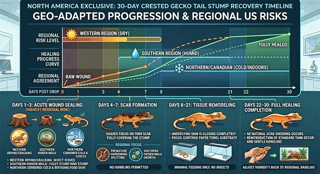 crested gecko tail dropping recovery timeline for North America