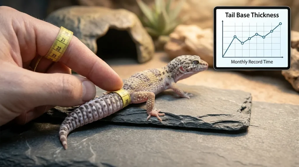 leopard gecko tail thinning healthy vs skinny tail comparison