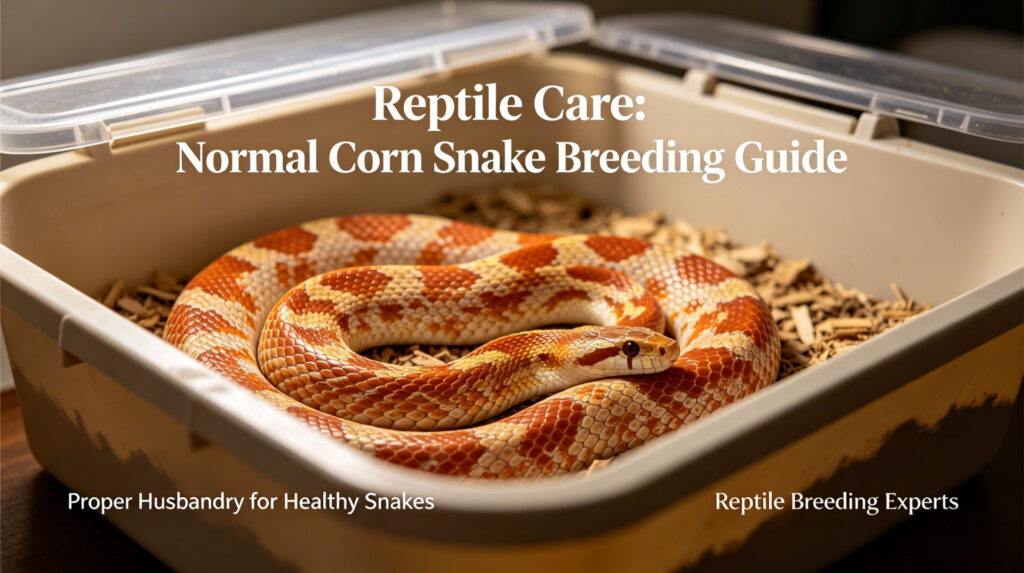 Corn snake habitat setup with heat mat thermostat substrate and water dish, vet approved care