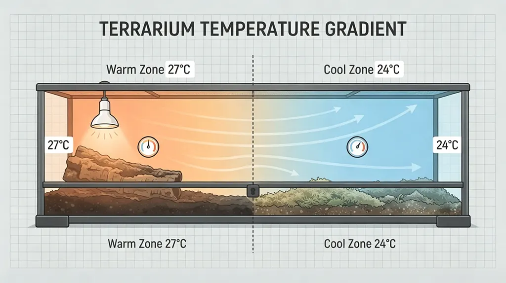 Diagram of an optimal temperature gradient setup for Fish Scale Gecko breeding.