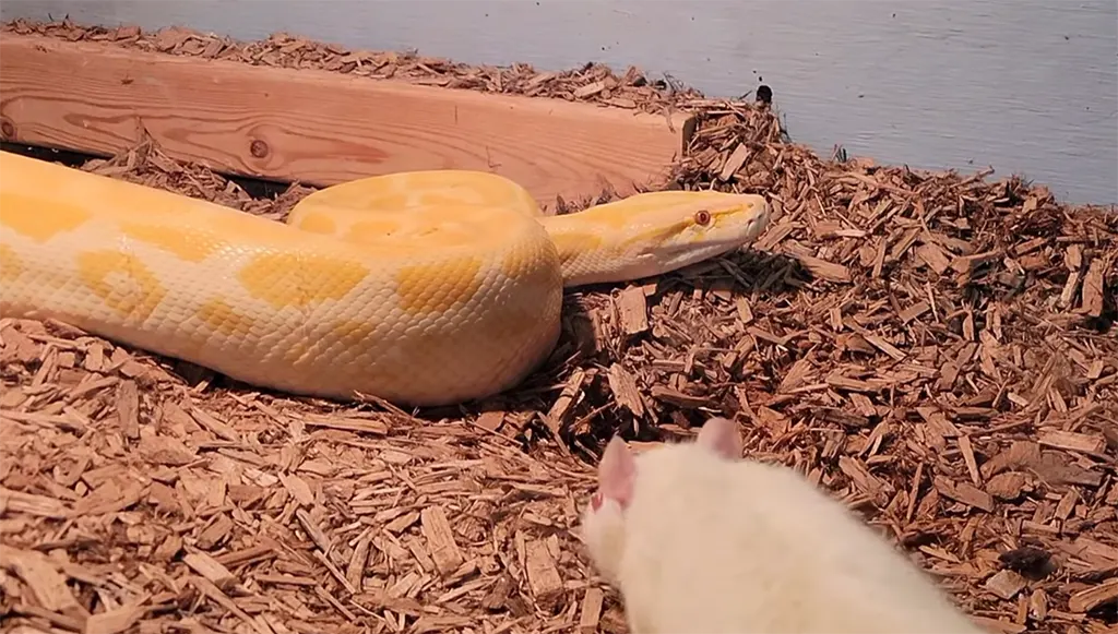 Captive snake tracking movement during feeding time showcasing feeding response behavior